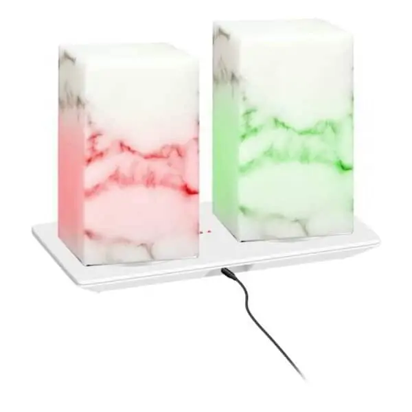 beside marble table lamp